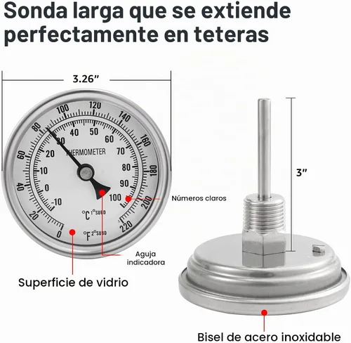 Vista 3 de Termómetros de dial, Termómetro de hervidor de cerveza casera
