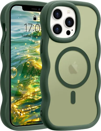 Vista 23 de Pepmune - Funda para iPhone 12 Pro Max con marco ondulado y estructura rígida, color mate claro, cubierta trasera unisex, compatible con Magsafe