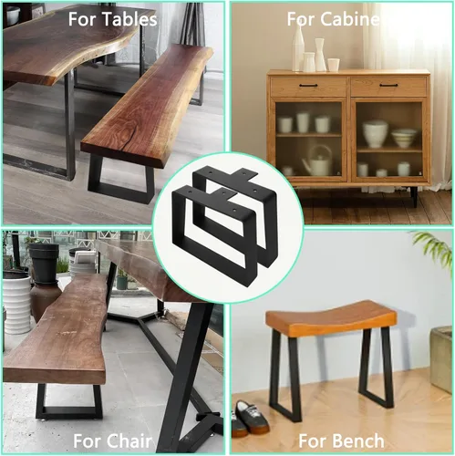 Vista 8 de WOPPLXY 2 patas de mesa de metal de 6 pulgadas, patas negras para muebles, patas de mesa trapezoidales, patas de banco de metal para armarios de TV