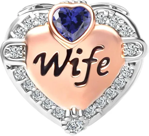 Vista 2 de CharmSStory Abalorio para pulseras y collares oro rosado Wife corazón amor