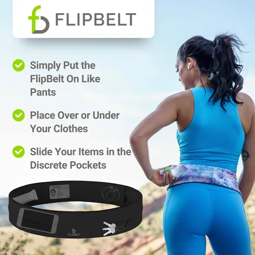 Vista 6 de FlipBelt - Cinturón de correr clásico, riñonera para correr unisex, empresa de EE. UU