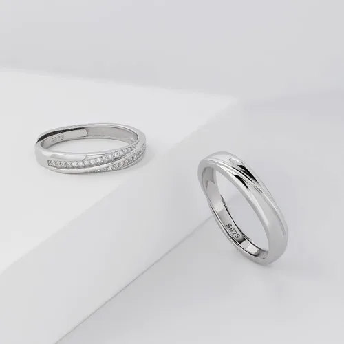 Vista 5 de Meissa 2 anillos de pareja para hombres y mujeres de plata de ley 925, anillos de promesa a juego, tamaño ajustable, hecho a mano, joyería nupcial