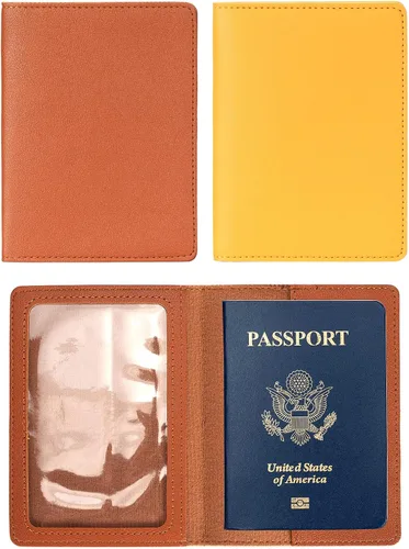 Vista 6 de Paquete de 2 portatarjetas de pasaporte y vacunación, de piel sintética, para pasaporte, funda protectora para vacunas, cartera de pasaporte