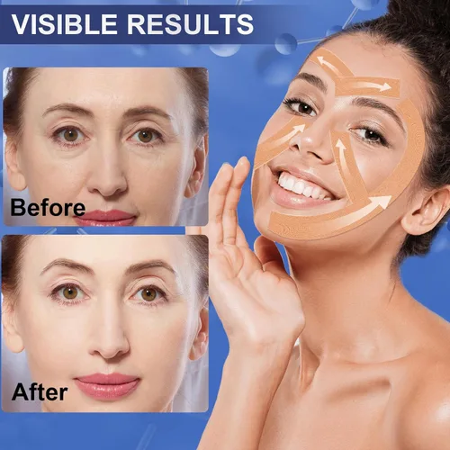 Vista 8 de Cinta de estiramiento facial antiarrugas Cinta adhesiva para arrugas Cinta de elevación miofascial facial para la piel Cinta antiarrugas