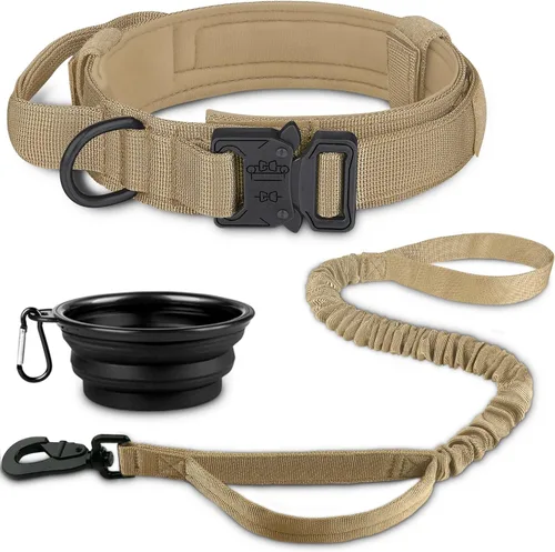 Vista 16 de COOYOO Juego de 3 collares tácticos para perros, collar ajustable de nailon para entrenamiento militar con mango de control y hebilla de metal