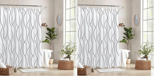Vista 34 de Biscaynebay - Cortinas de tela texturizada a cuadros para baño