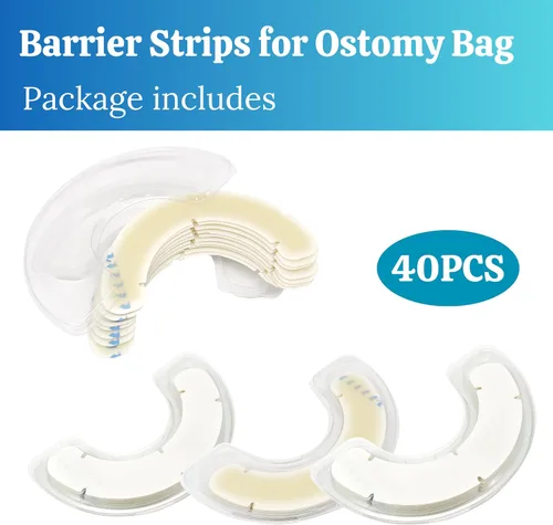 Vista 7 de 40 tiras de barrera para ostomía con huecos, suministros elásticos de urostomía de ileostomía, cintas extensoras de barrera cutánea para bolsas