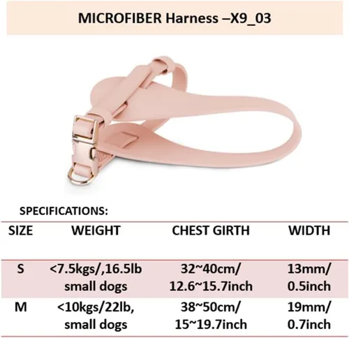 Vista 6 de Arnés de cuero de microfibra para perro mediano, arnés para perro sin tirones, fácil de llevar, impermeable, correas de doble capa, herrajes