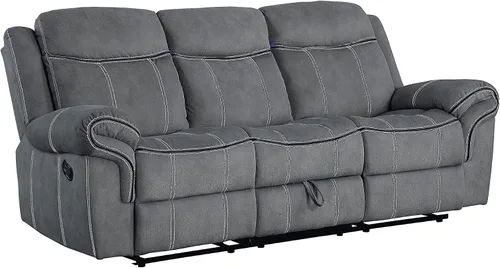 Vista 3 de Elountik Zubaida - Sofá reclinable de 3 plazas con consola y base de carga USB, sofá reclinable con cajón de almacenamiento en la base del asiento