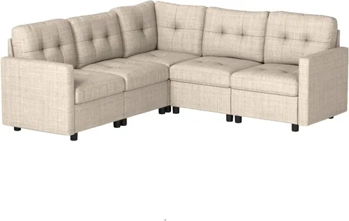 Vista 15 de Conjuntos de muebles de sala de estar de 5 piezas, sofá de tela y sofás de 3 asientos, gris