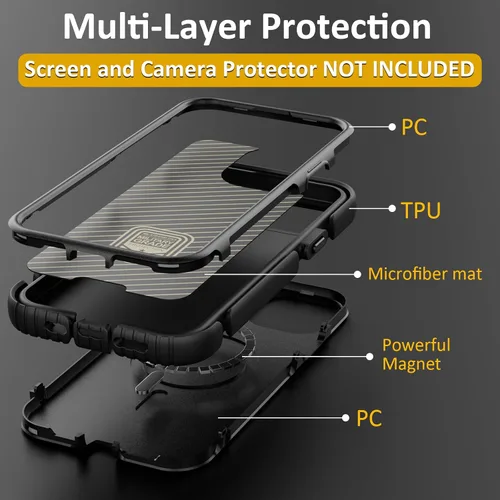 Vista 4 de Follaroma Funda para iPhone 14, compatible con MagSafe, resistente a prueba de golpes, protección anticaídas, cubierta magnética de doble capa