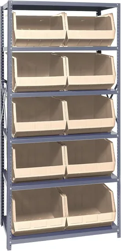 Vista 516 de Quantum QSBU-245BK Heavy Duty Shelving Unit with (7) Shelves and (24) QUS245 Black Bins for Garage Warehouse Storage Distribution 400 lb Load