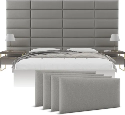Vista 15 de Vänt - Paneles tapizados de pared, cabeceros de pared tamaño Queen/Full, color beige boucle, juego de 4 paneles