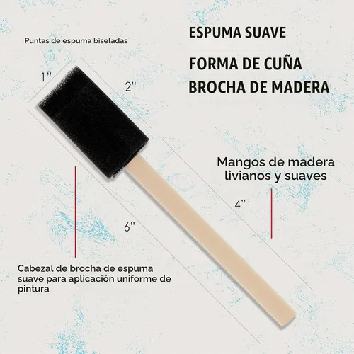 Vista 3 de US Art Supply - Juego de pinceles de pintura de espuma de 1 pulgada con mango de madera (paquete de valor de 25) - Ligeros, duraderos e ideales