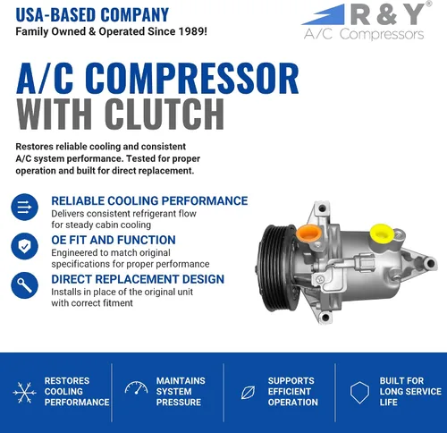 Vista 2 de Compresor de CA RYC y embrague de A/C EG898 (se adapta a Nissan Cube 1.8L 2011, 2012, 2013, 2014)
