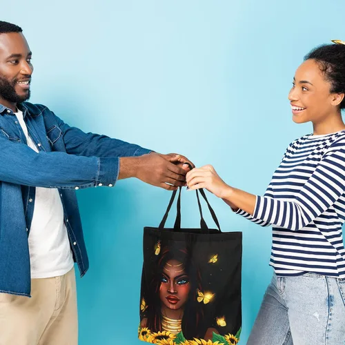 Vista 6 de Silkfly Paquete de 4 bolsas de mano afroamericanas para mujer, bolso de hombro grande, bolso de mano negro para niña, bolso de mano de trabajo