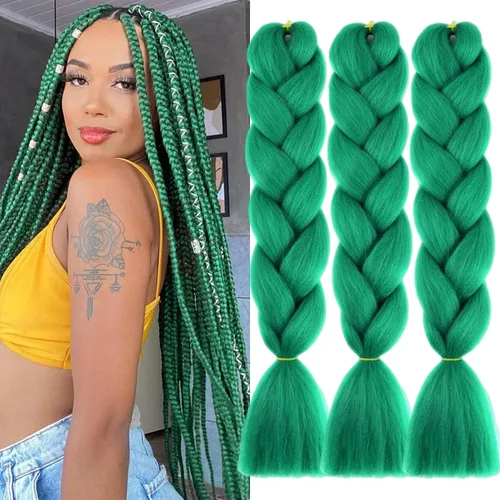 Vista 37 de 3 paquetes de extensiones de cabello sintético para trenzar de color negro a azul, tamaño jumbo ombré, de 24 pulgadas o trenzas de ganchillo