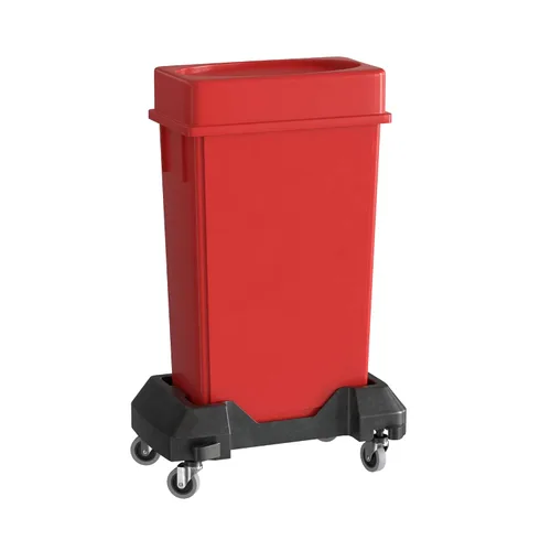 Vista 23 de Bote de basura Slim Jim negro de 23 galones con carrito