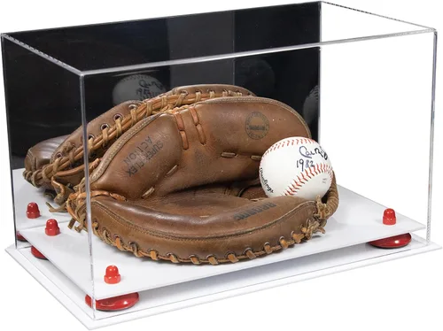 Vista 166 de Better Display Cases Vitrina de guantes de béisbol de acrílico transparente con elevadores negros (A011/V16)