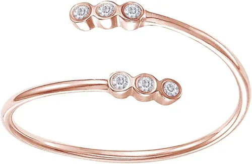 Vista 2 de Samaira Jewelry Bisel Natural Diamond Accent Bypass Anillo apilable ajustable en plata de ley 925 chapada en oro de 14 quilates para mujer