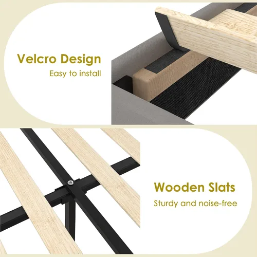 Vista 81 de VECELO Base de cama de plataforma de tamaño individual con cabecera tapizada de altura ajustable, base de colchón moderna, soporte de listones