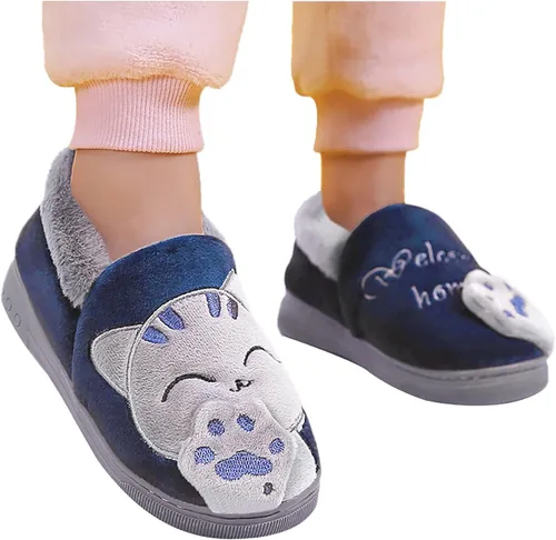 Vista 3 de Zapatos de vestir para niña, talla 2, para niños, niñas, suaves, de invierno, de dibujos animados, para gatos, antideslizantes, para interiores