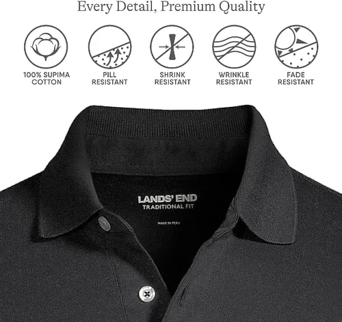Vista 3 de Lands' End Polo de algodón Supima de manga larga para hombre