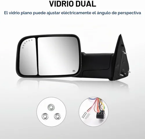 Vista 4 de Sanooer - Espejos de remolque para Dodge Ram 1500 y 2500 3500 negro PX8 09-18