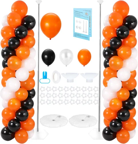 Vista 11 de Soporte de columna para globos con 102 globos, juego de 2 columnas de globos, soporte de torre de globos de metal con base para piso, altura