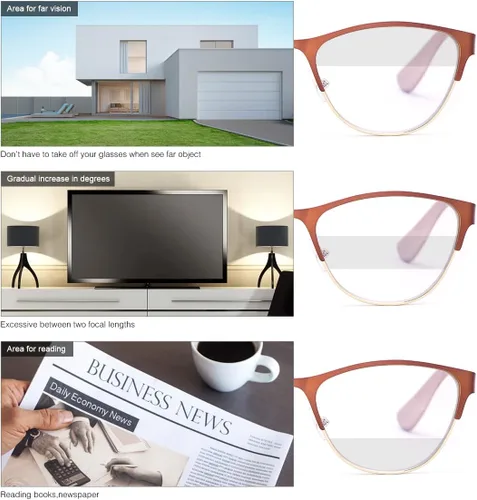 Vista 3 de Gafas de lectura progresivas multifocal, con bisagra de resorte, bloqueo de luz azul, multifocal, sin línea, para mujeres y hombres