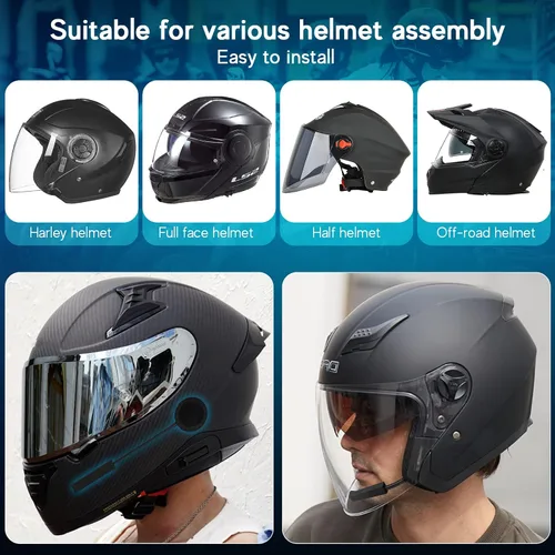 Vista 6 de MAXTO Auriculares Bluetooth para casco de motocicleta, altavoz manos libres para exteriores, Bluetooth 5.3 EDR, auriculares inalámbricos