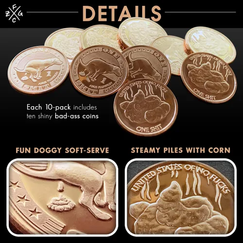 Vista 6 de ZFG Inc. Zero F's Given - Novedades de monedas de cuarto de regalo, Give One Sh*t, paquete de 10