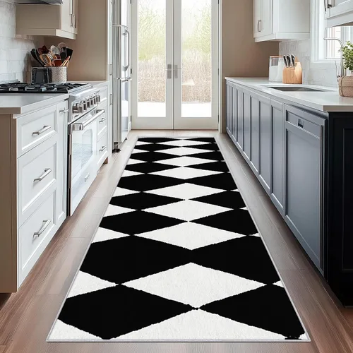 Vista 12 de Geometric Runner Rug 2x4 Small - Hallway Runner Rug Retro Mid Century Modern Abstract Pattern, Non Slip, Washable, Geometric Home Decor Carpet for