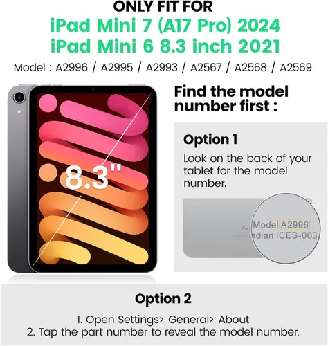 Vista 2 de SEYMAC Funda para iPad mini 7ª generación (A17 Pro) 2024/Mini 6ª generación de 8.3 pulgadas, funda protectora de cuerpo completo a prueba de golpes