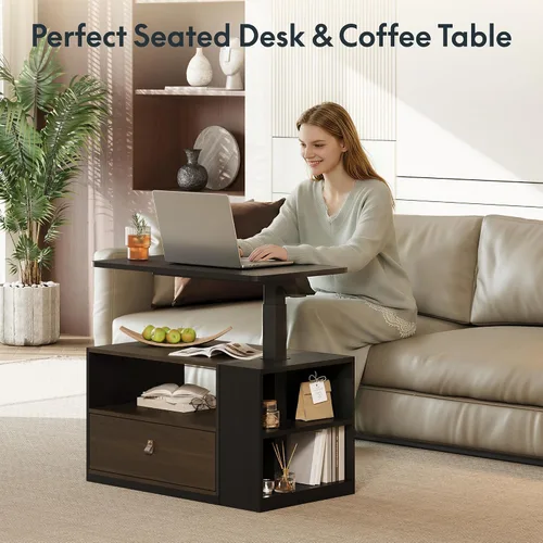 Vista 4 de FLEXISPOT H7 CAB - Escritorio para computadora de pie y sentado en altura ajustable con almacenamiento, escritorio neumático para laptop con cajón