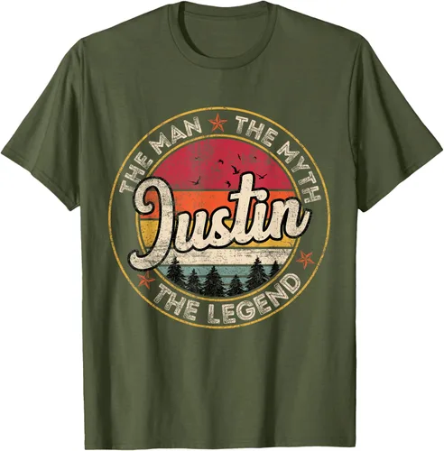 Vista 5 de Justin The Man The Myth The Legend - Camiseta personalizada con nombre, Negro