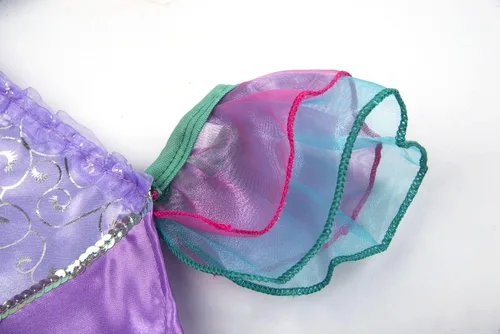 Vista 5 de RuuYiicoco Disfraz de princesa de sirena para niñas vestido de fiesta con peluca y corona 5T rosa