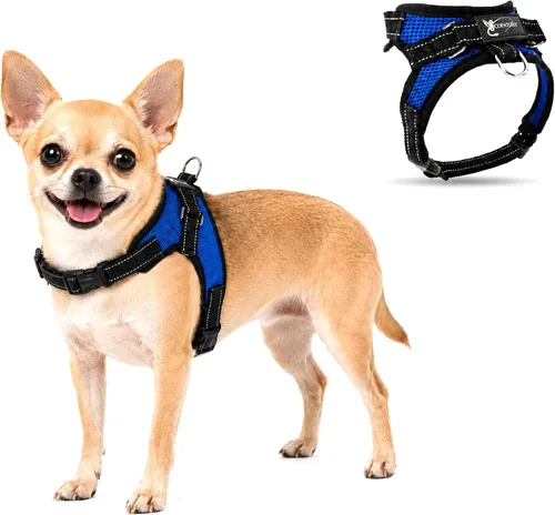 Vista 17 de Arnés ajustable reflectante para perro con asa evita tirones, XXS, Negro
