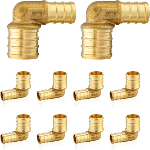 Vista 13 de Paquete de 2 accesorios de latón EFIELD Pex de 1 pulgada x 1 pulgada de 90 grados, ASTM F1807, NSF61 (PEX1807062-2PCS) for Pex Pipe/Tubing