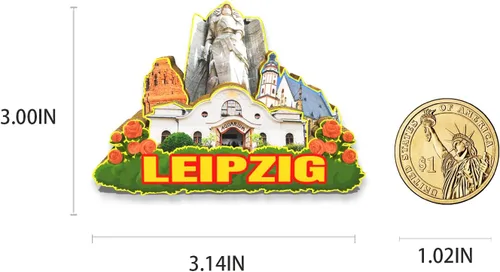 Vista 3 de Alemania Leipzig imán de nevera de madera 3D monumentos de viaje coleccionables recuerdos decoración hecha a mano - 2