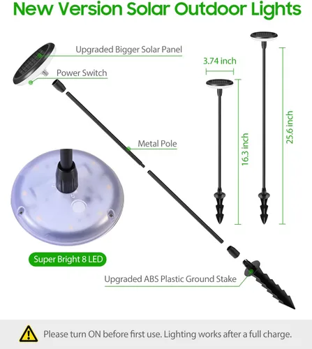 Vista 6 de LETMY Luces solares para caminos al aire libre, paquete de 8 luces solares