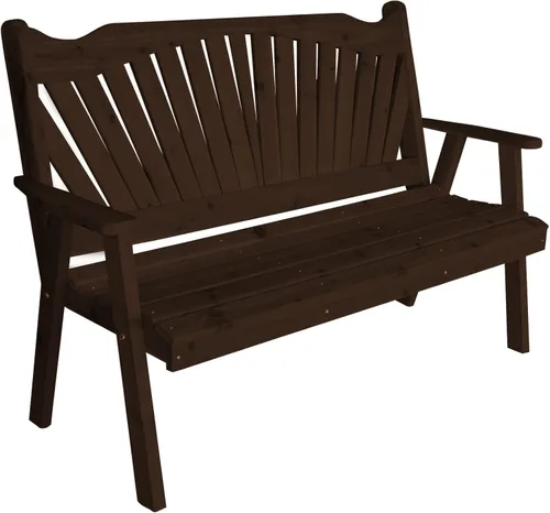 Vista 15 de Furniture Barn USA Pine - Banco de jardín Fanback de 4 pies, color negro