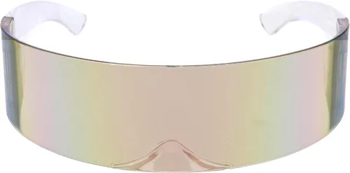 Vista 9 de zeroUV - 80s Futuristic Cyclops Cyberpunk Visor Sunglasses with Semi Translucent Mirrored Lens Shield Sunglasses