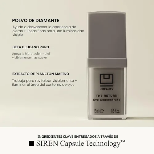 Vista 6 de U Beauty The RETURN Eye Concentrate - Crema antienvejecimiento para ojos con péptidos y antioxidantes para más brillante y tenso debajo de los ojos