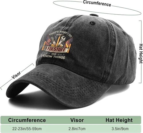 Vista 2 de I Fix Stuff and Know Things - Sombrero para hombre, That's What I Do Hat, I Fix Stuff Hat, I Fix Things and I Know Stuff Hat 1 (negro)