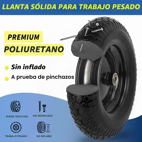 Vista 4 de GICOOL Neumático de carretilla de 14.5", apto para 4.00/4.80-8, neumático sólido sin pinchazos de 3.50-8" y rueda con orificio de eje de 5/8", cubo