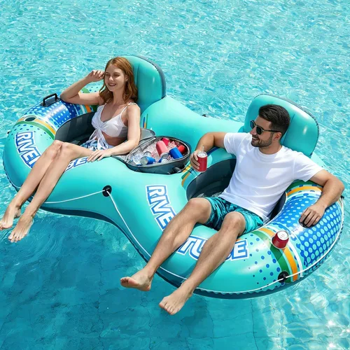 Vista 10 de Jasonwell Inflatable River Tube Float - 2 Person Heavy Duty Pool Float with Removable Cooler, Lake Water Tubes for Floating, Raft Lounge Floatie