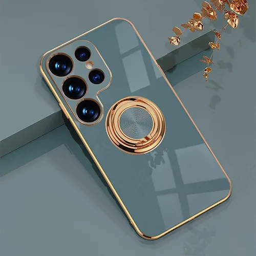 Vista 17 de EYZUTAK Caja magnética galvanizada del sostenedor del anillo para Samsung Galaxy S21 5G, 360 grados con la rotación del anillo del dedo del metal