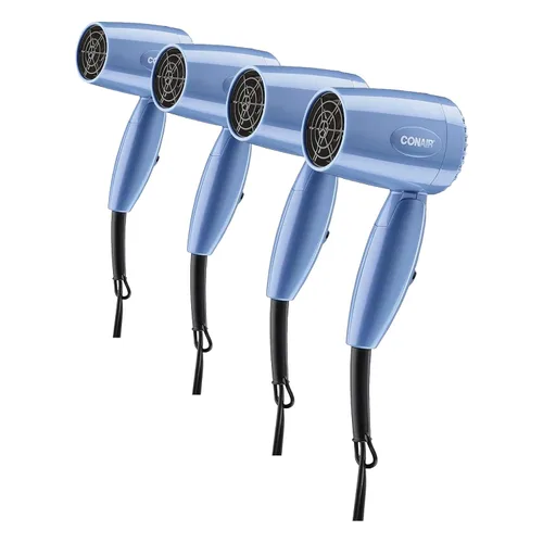 Vista 9 de Conair Secadora plegable, secadora plegable, azul, paquete de de 1, Azul Secador compacto de viaje de 1600 W con mango plegable y doble voltaje