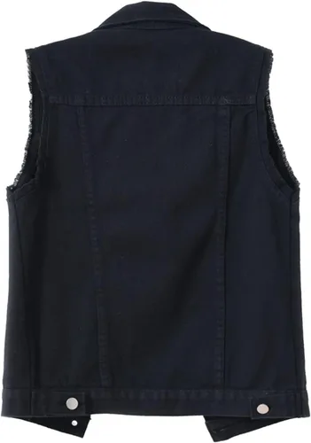 Vista 2 de Locachy Chaleco de mezclilla casual para mujer, ajustado, sin mangas, rasgados